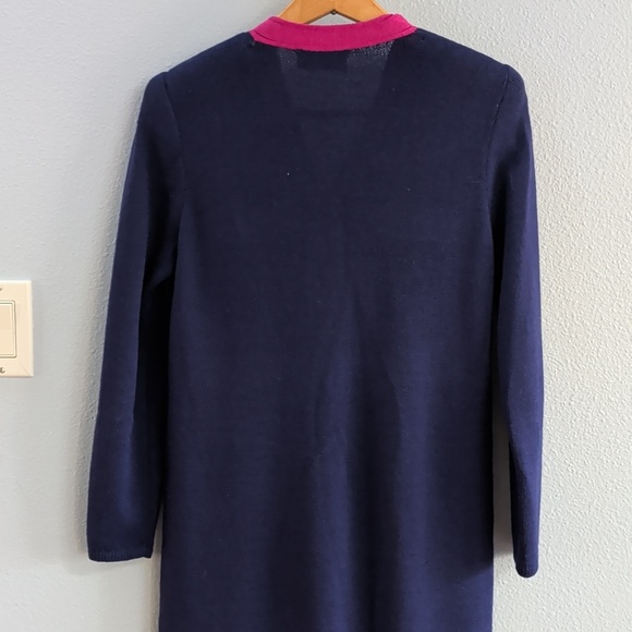 St. John Vintage Navy and Pink Button-Up Knit Sweater Dress - Picture 7 of 11